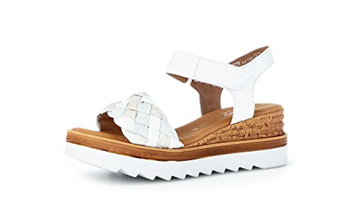 Gabor Damen Keilsandalen, Frauen Sandalen,Moderate Mehrweite (G),Keilsandaletten,Keilabsatz,Wedge-Heel,bequem,Weiss/ltmint/Creme,37 EU / 4 UK von Gabor