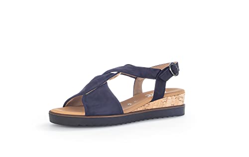 Gabor Damen Keilsandalen, Frauen Sandalen,Moderate Mehrweite (G),offene schuhe,strandschuhe,keilsandaletten,blue (Kork/schw.),43 EU / 9 UK von Gabor