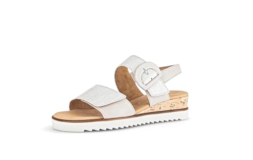 Gabor Damen Keilsandalen, Frauen Sandalen,Moderate Mehrweite (G),strandschuhe,keilsandaletten,keilabsatz,bianco/mus(Kork/cr),40.5 EU / 7 UK von Gabor