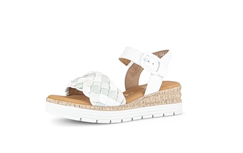 Gabor Damen Keilsandalen, Frauen Sandalen,Moderate Mehrweite (G),wedge-heel,flach,sommerschuhe,freizeitschuhe,weiss/mint/creme,38 EU / 5 UK von Gabor