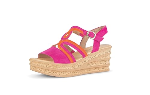 Gabor Damen Keilsandalen, Frauen Sandalen,offene schuhe,strandschuhe,keilsandaletten,keilabsatz,wedge-heel,hoch,pink/pumpkin,37 EU / 4 UK von Gabor