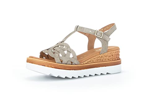 Gabor Damen Keilsandalen, Frauen Sandaletten,Moderate Mehrweite (G),bequem,flach,women's,ladies,sommerschuhe,schilf (LDS/gold),38 EU / 5 UK von Gabor