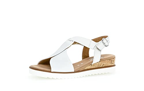 Gabor Damen Keilsandalen, Frauen Sandaletten,Moderate Mehrweite (G),offene Schuhe,Strandschuhe,Keilabsatz,Weiss(Kork/offwhi),40.5 EU / 7 UK von Gabor