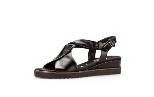 Gabor Damen Keilsandalen | Frauen Sandalen | Moderate Mehrweite (G) | wedge-heel | bequem | flach | sommerschuhe | schwarz (OBL/S.s) | 40.5 EU - 7 UK von Gabor