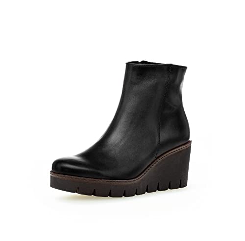 Gabor Damen Keilstiefeletten | Frauen Stiefeletten | Wechselfußbett | Best Fitting | Keilstiefel | Wedge Boots | schwarz (Cognac) | 41 EU - 7.5 UK von Gabor