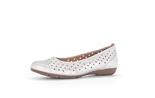 Gabor Damen Klassische Ballerinas, Frauen Flats,Ausgehschuhe,Abendschuhe,Slip-ons,Ballerina-Schuhe,Ballett-Schuhe,flach,Light Grey,42.5 EU / 8.5 UK von Gabor