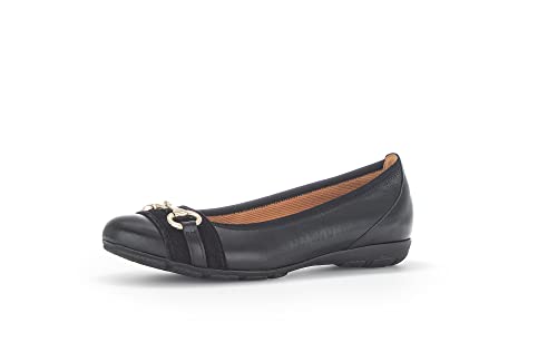 Gabor Damen Klassische Ballerinas, Frauen Flats,Ballerina-Schuhe,Ballett-Schuhe,Ballet-Flats,Ausgehschuhe,schwarz (Gold),38.5 EU / 5.5 UK von Gabor