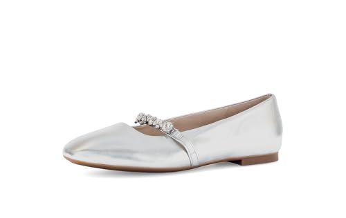 Gabor Damen Klassische Ballerinas, Frauen Flats,Ballerinen,Pumps,Halbschuhe,Sommerschuhe,Slipper,Ballett-Schuhe,Silber (Kristall),40.5 EU / 7 UK von Gabor