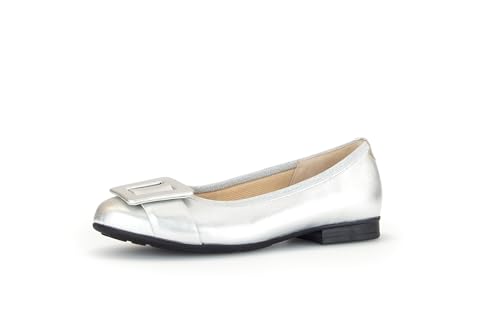 Gabor Damen Klassische Ballerinas, Frauen Flats,Leichte Mehrweite (G),Ballett-Schuhe,Ballet-Flats,Ausgehschuhe,Silber,38 EU / 5 UK von Gabor