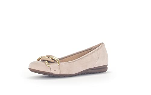 Gabor Damen Klassische Ballerinas, Frauen Flats,Moderate Mehrweite (G),Ballerina-Schuhe,Ballett-Schuhe,Ballerinen,Oak (Uni+Gold),38 EU / 5 UK von Gabor