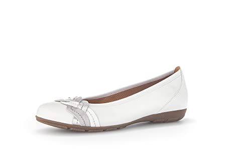 Gabor Damen Klassische Ballerinas, Frauen Flats,Slipper,Ballerina-Schuhe,Ballett-Schuhe,Ballet-Flats,Abendschuhe,weiß-Silber Kombi,40.5 EU / 7 UK von Gabor