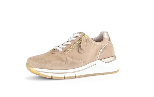 Gabor Damen Low-Top Sneaker, Frauen Halbschuhe,Komfortable Mehrweite (H),Freizeitschuhe,Turnschuhe,Laufschuhe,Sand/Muschel(Gold),40 EU / 6.5 UK von Gabor