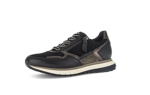 Gabor Damen Low-Top Sneaker, Frauen Halbschuhe,Komfortable Mehrweite (H),Freizeitschuhe,schnürschuhe,schnürer,schw/Mohair/smog,40.5 EU / 7 UK von Gabor