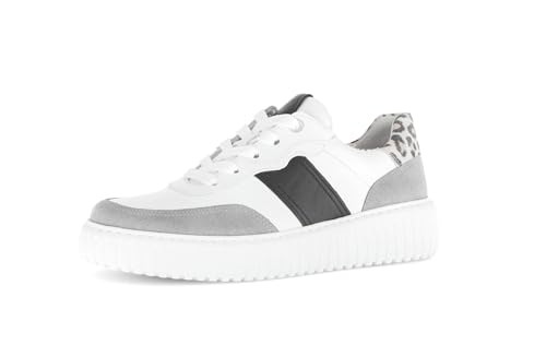 Gabor Damen Low-Top Sneaker, Frauen Halbschuhe,Komfortable Mehrweite (H),Sportschuhe,Freizeitschuhe,Weiss/grau/schwarz,40.5 EU / 7 UK von Gabor