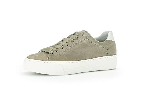 Gabor Damen Low-Top Sneaker, Frauen Halbschuhe,Leichte Mehrweite (G),Sportschuhe,Freizeitschuhe,Turnschuhe,Schilf/Creme(S.Uni),38 EU / 5 UK von Gabor