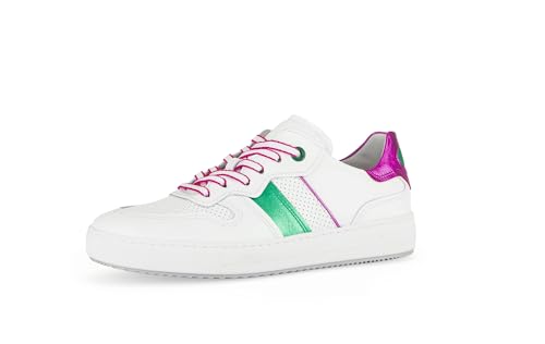 Gabor Damen Low-Top Sneaker, Frauen Halbschuhe,Leichte Mehrweite (G),schnürschuhe,schnürer,Plateausohle,Weiss/Verde/Fuxia,38.5 EU / 5.5 UK von Gabor