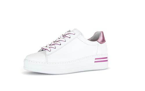 Gabor Damen Low-Top Sneaker, Frauen Halbschuhe,Leichte Mehrweite (G),straßenschuhe,Strassenschuhe,Freizeitschuhe,Weiss/Rose,40 EU / 6.5 UK von Gabor