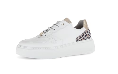 Gabor Damen Low-Top Sneaker, Frauen Halbschuhe,Moderate Mehrweite (G),Freizeitschuhe,Laufschuhe,schnürschuhe,Weiss/Puder (Gold),40.5 EU / 7 UK von Gabor