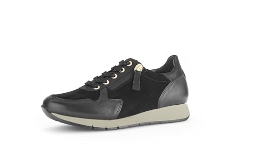 Gabor Damen Low-Top Sneaker, Frauen Halbschuhe,Moderate Mehrweite (G),Freizeitschuhe,Turnschuhe,Laufschuhe,schwarz (Gold),41 EU / 7.5 UK von Gabor