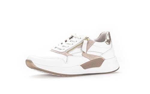 Gabor Damen Low-Top Sneaker, Frauen Halbschuhe,Turnschuhe,Laufschuhe,schnürschuhe,schnürer,Plateausohle,Weiss/oasi (Gold),39 EU / 6 UK von Gabor