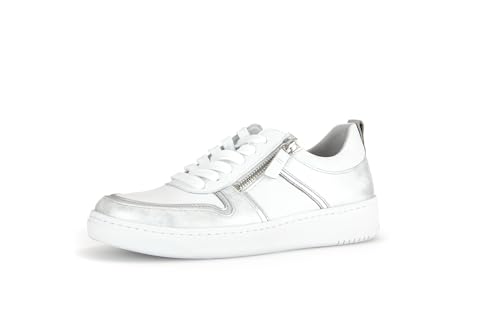 Gabor Damen Low-Top Sneaker, Frauen Halbschuhe,Wechselfußbett,Best Fitting,Freizeitschuhe,Laufschuhe,schnürer,Weiss/Silber/Ice,41 EU / 7.5 UK von Gabor