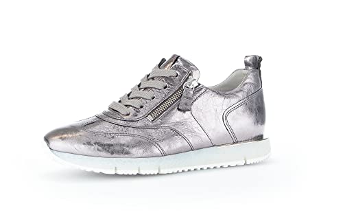 Gabor Damen Low-Top Sneaker, Frauen Halbschuhe,Wechselfußbett,Best Fitting,Freizeitschuhe,Turnschuhe,Laufschuhe,a`Silber,39 EU / 6 UK von Gabor