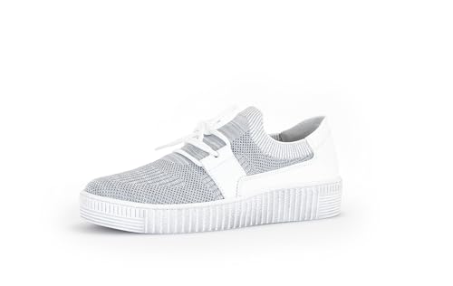 Gabor Damen Low-Top Sneaker, Frauen Halbschuhe,Wechselfußbett,Best Fitting,Freizeitschuhe,Turnschuhe,Laufschuhe,grau/Weiss/Silber,40.5 EU / 7 UK von Gabor