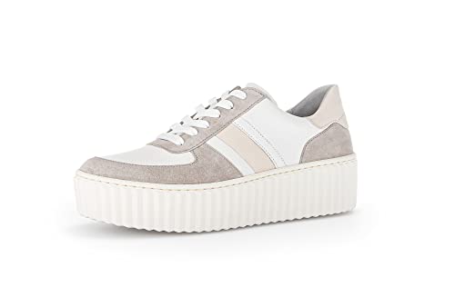 Gabor Damen Low-Top Sneaker, Frauen Halbschuhe,Wechselfußbett,Best Fitting,Laufschuhe,schnürschuhe,schnürer,Latte-Kombi(Panna),40.5 EU / 7 UK von Gabor