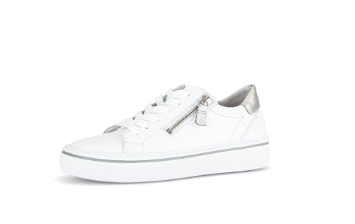 Gabor Damen Low-Top Sneaker, Frauen Halbschuhe,Wechselfußbett,Best Fitting,Laufschuhe,schnürschuhe,schnürer,Weiss/Silber (Ice),38 EU / 5 UK von Gabor