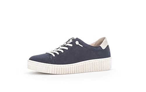 Gabor Damen Low-Top Sneaker, Frauen Halbschuhe,Wechselfußbett,Best Fitting,Turnschuhe,Laufschuhe,schnürschuhe,Blue/Neve (beige),40.5 EU / 7 UK von Gabor