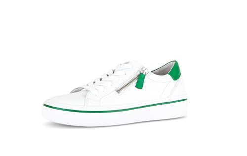 Gabor Damen Low-Top Sneaker, Frauen Halbschuhe,Wechselfußbett,Best Fitting,schnürschuhe,schnürer,Plateausohle,Weiss/Verde (Ice),37 EU / 4 UK von Gabor