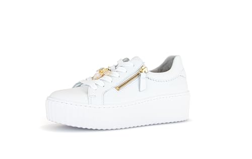 Gabor Damen Low-Top Sneaker, Frauen Halbschuhe,Wechselfußbett,Best Fitting,schnürschuhe,schnürer,Plateausohle,Weiss (Gold),37 EU / 4 UK von Gabor