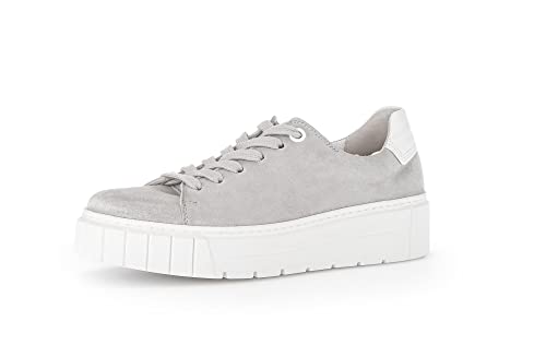 Gabor Damen Low-Top Sneaker, Frauen Halbschuhe,Wechselfußbett,Komfortable Mehrweite (H),Freizeitschuhe,Light Grey/Weiss,40.5 EU / 7 UK von Gabor