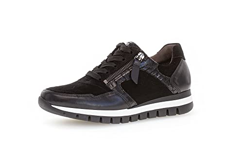 Gabor Damen Low-Top Sneaker, Frauen Halbschuhe,Wechselfußbett,Komfortable Mehrweite (H),Sportschuhe,Freizeitschuhe,schwarz,43 EU / 9 UK von Gabor