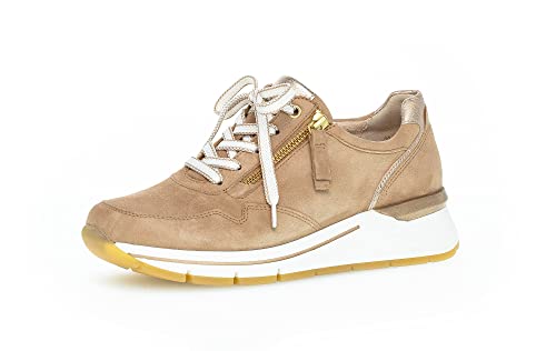 Gabor Damen Low-Top Sneaker, Frauen Halbschuhe,Wechselfußbett,Komfortable Mehrweite (H),Sportschuhe,Sand/Muschel(Gold),41 EU / 7.5 UK von Gabor