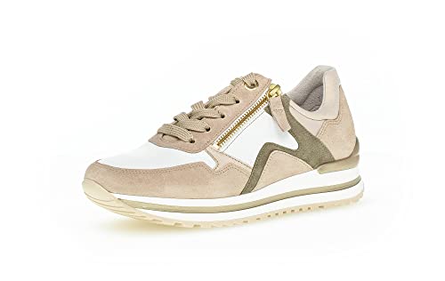 Gabor Damen Low-Top Sneaker, Frauen Halbschuhe,Wechselfußbett,Komfortable Mehrweite (H),Strassenschuhe,weis/oasi/Salv(gld,40 EU / 6.5 UK von Gabor