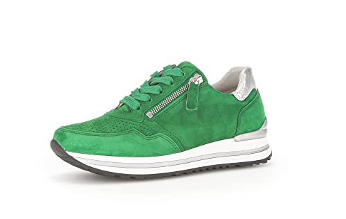Gabor Damen Low-Top Sneaker, Frauen Halbschuhe,Wechselfußbett,Komfortable Mehrweite (H),Turnschuhe,Laufschuhe,Verde/Silber (pf),40.5 EU / 7 UK von Gabor