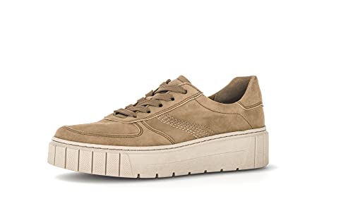 Gabor Damen Low-Top Sneaker, Frauen Halbschuhe,Wechselfußbett,Komfortable Mehrweite (H),Turnschuhe,Laufschuhe,schnürer,savanne,43 EU / 9 UK von Gabor