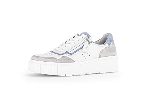 Gabor Damen Low-Top Sneaker, Frauen Halbschuhe,Wechselfußbett,Komfortable Mehrweite (H),schnürschuhe,Weiss/White/Lagune,38 EU / 5 UK von Gabor