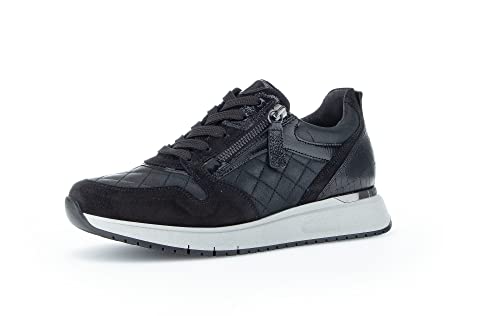 Gabor Damen Low-Top Sneaker, Frauen Halbschuhe,Wechselfußbett,Komfortable Mehrweite (H),straßenschuhe,Strassenschuhe,schwarz,40.5 EU / 7 UK von Gabor
