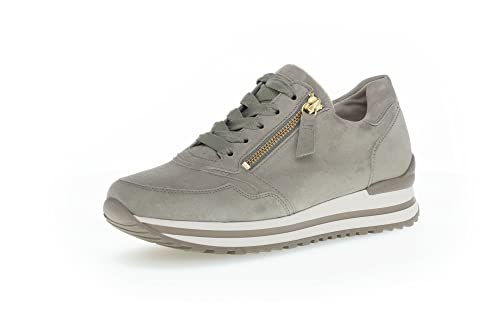 Gabor Damen Low-Top Sneaker, Frauen Halbschuhe,Wechselfußbett,Komfortable Mehrweite (H),straßenschuhe,Turnschuhe,Schilf (Gold),40.5 EU / 7 UK von Gabor