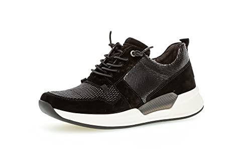 Gabor Damen Low-Top Sneaker, Frauen Halbschuhe,Wechselfußbett,Laufschuhe,schnürschuhe,schnürer,Plateausohle,Sportschuhe,schwarz,40 EU / 6.5 UK von Gabor