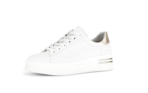 Gabor Damen Low-Top Sneaker, Frauen Halbschuhe,Wechselfußbett,Moderate Mehrweite (G),Freizeitschuhe,schnürer,Offwhite/Platino,39 EU / 6 UK von Gabor