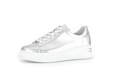 Gabor Damen Low-Top Sneaker, Frauen Halbschuhe,Wechselfußbett,Moderate Mehrweite (G),Plateausohle,straßenschuhe,Silber,37.5 EU / 4.5 UK von Gabor