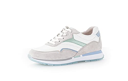 Gabor Damen Low-Top Sneaker, Frauen Halbschuhe,Wechselfußbett,Moderate Mehrweite (G),Sportschuhe,Turnschuhe,Weiss/White/Pista.,40 EU / 6.5 UK von Gabor