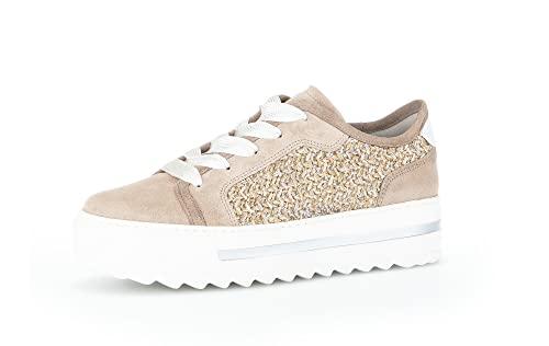 Gabor Damen Low-Top Sneaker, Frauen Halbschuhe,Wechselfußbett,Moderate Mehrweite (G),Strassenschuhe,Sportschuhe,Natur/Silber/oasi,38.5 EU / 5.5 UK von Gabor