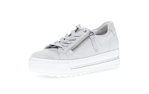 Gabor Damen Low-Top Sneaker, Frauen Halbschuhe,Wechselfußbett,Moderate Mehrweite (G),Turnschuhe,Laufschuhe,schnürer,Light Grey,43 EU / 9 UK von Gabor