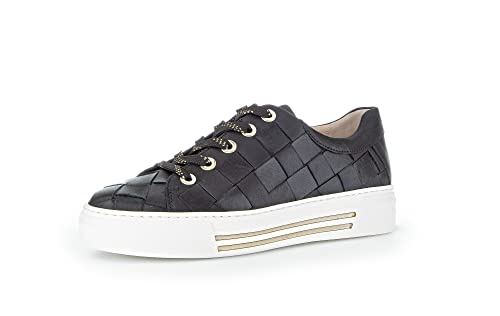 Gabor Damen Low-Top Sneaker, Frauen Halbschuhe,Wechselfußbett,Moderate Mehrweite (G),Women's,Lady,Ladies,schwarz (Gold),37 EU / 4 UK von Gabor