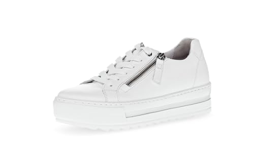 Gabor Damen Low-Top Sneaker, Frauen Halbschuhe,Wechselfußbett,Moderate Mehrweite (G),schnürschuhe,Plateausohle,Weiss,37 EU / 4 UK von Gabor