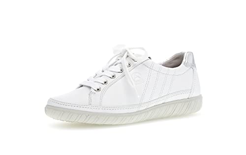 Gabor Damen Low-Top Sneaker, Frauen Halbschuhe,Wechselfußbett,Moderate Mehrweite (G),schnürschuhe,schnürer,Lady,Weiss/Argento,37 EU / 4 UK von Gabor